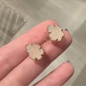 Kendra Scott Tessa Rose Gold Stud Earrings in Iridescent Drusy